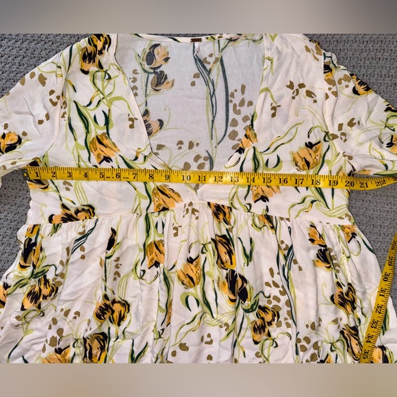 Free People Boho Bella Floral Print Bell Sleeve Tunic Top Dress L? No Tag - Picture 3 of 11